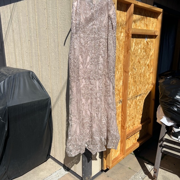 Elegant Silver Sequin Gown - Picture 3 of 6